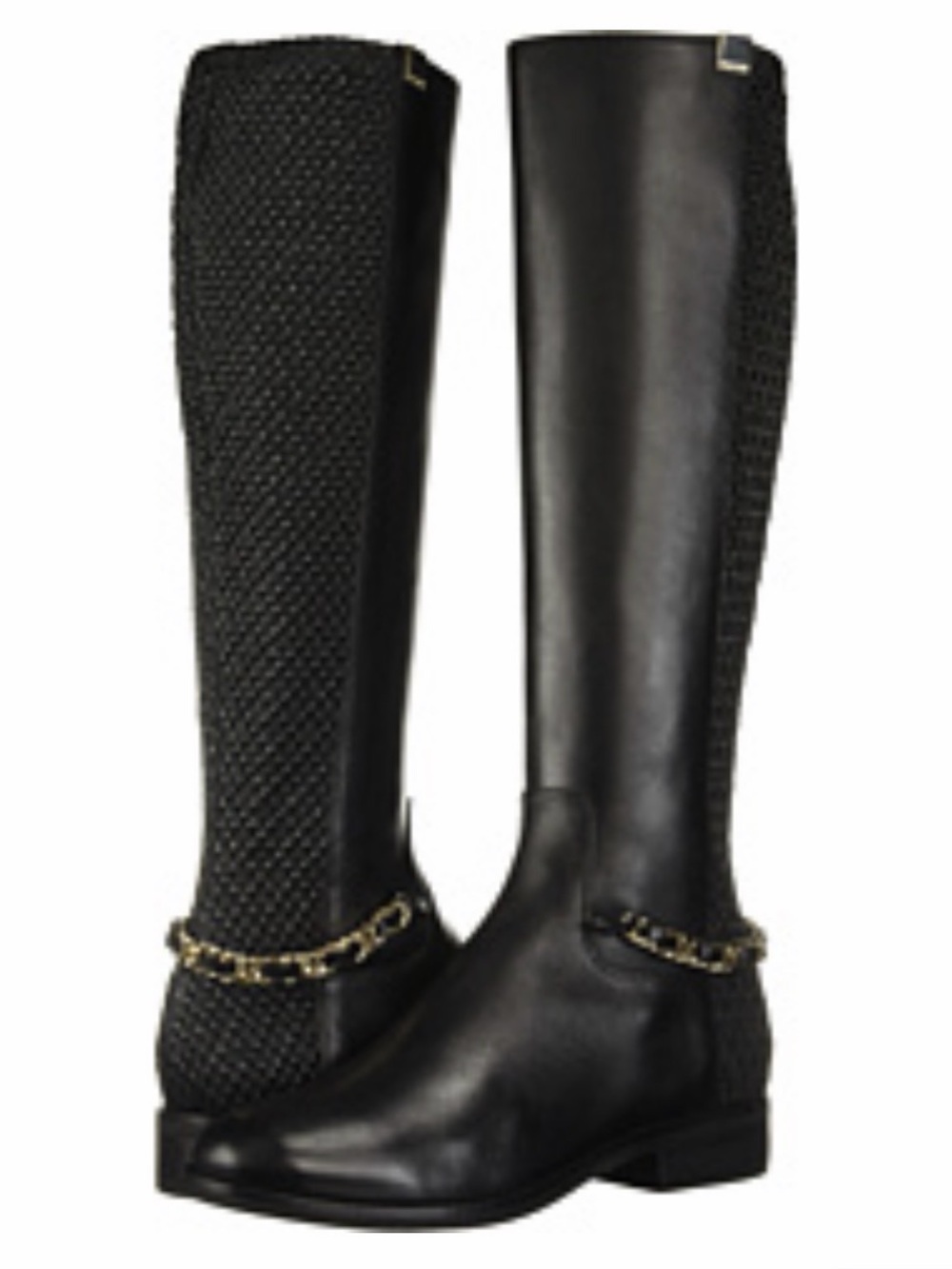 Cole Haan Black Over-the-Knee Riding Boots with Chain Trim
